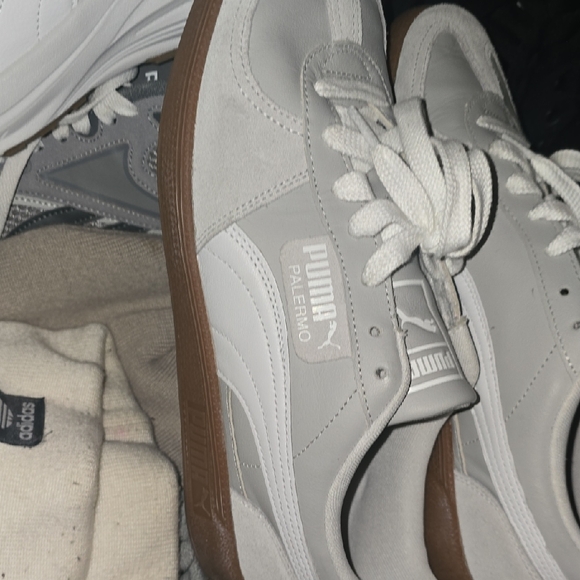 Puma Gray and White Suede Leather Sneakers with Gum Sole main image 6